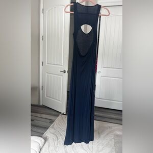 Navy Blue Maxi Dress with Open Back Cutout
